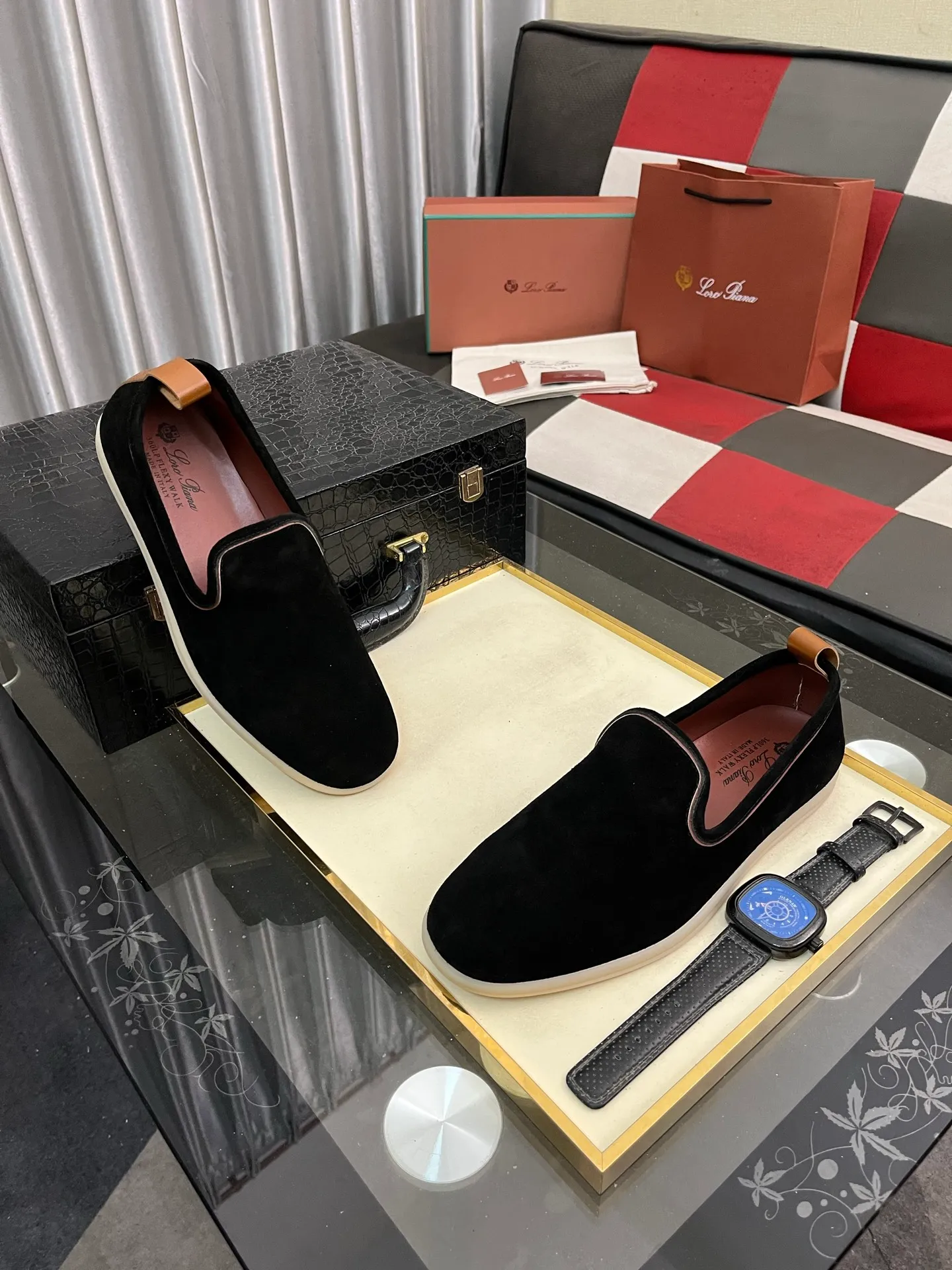 Men's men's shoes 💰420⌚️⌚️Loro*Piana pure original 2023 soft and comfortable LP deerskin flat casual star same style slip-on Loft men's shoes size 38-44